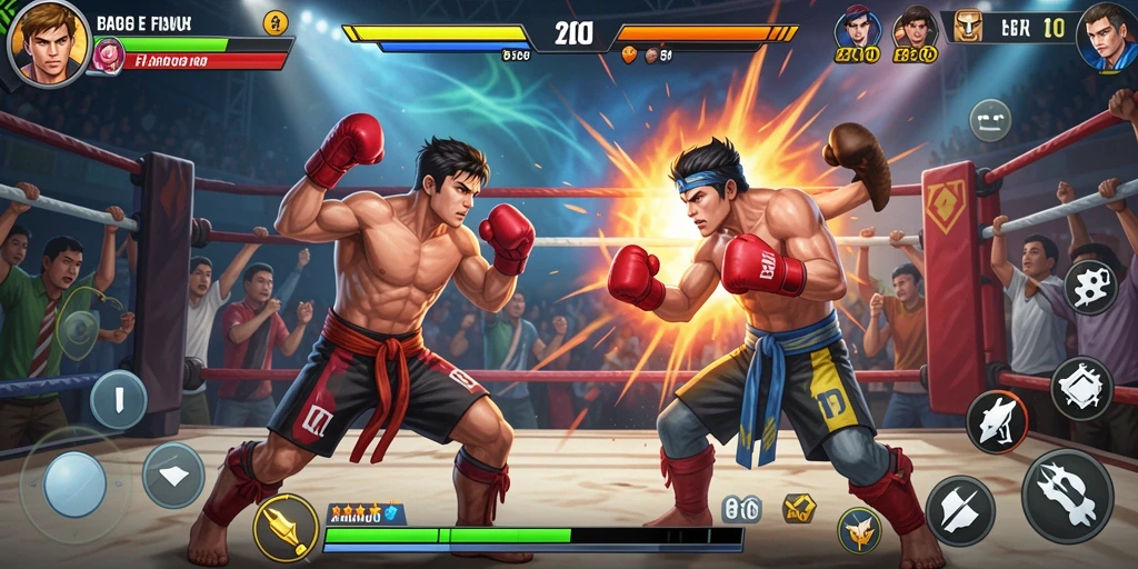 Tangkapan layar gameplay mendebarkan dari BARU01 di arena pertarungan.