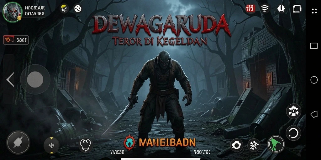 Tampilan gameplay DEWAGARUDA yang penuh ketegangan dan kengerian.