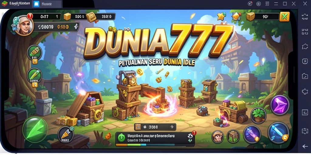 Tampilan gameplay DUNIA777 dengan karakter beraksi dalam mode Idle.