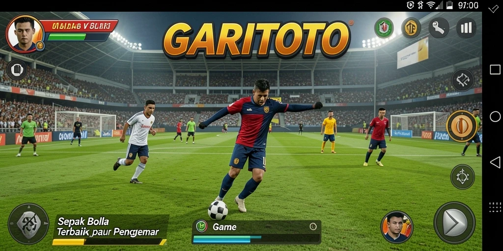Tangkapan layar gameplay GARITOTO menampilkan pertandingan sepak bola yang mendebarkan.