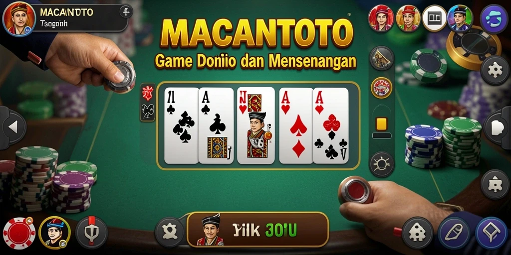 Tampilan gameplay seru dari MACANTOTO yang menampilkan permainan Domino.