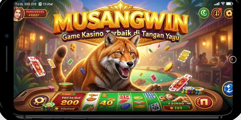 Screenshot gameplay MUSANGWIN yang menampilkan suasana Kasino yang hidup.