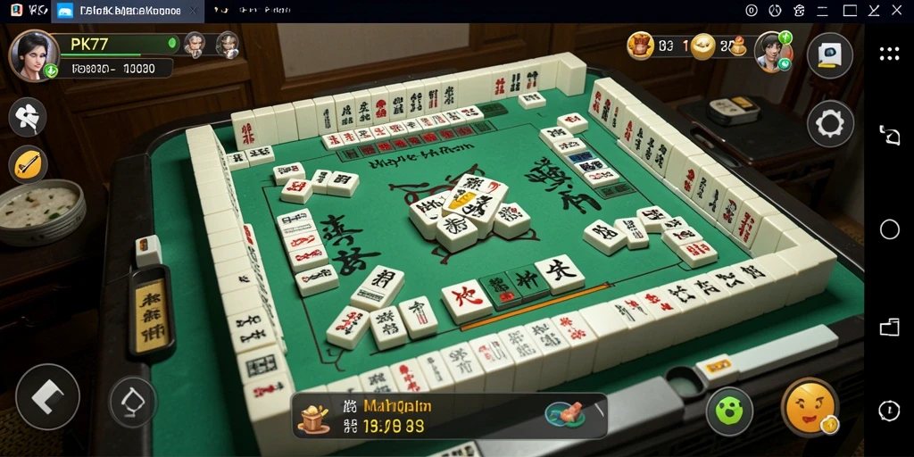 Screenshot utama PK77 menampilkan gameplay Mahjong yang seru.