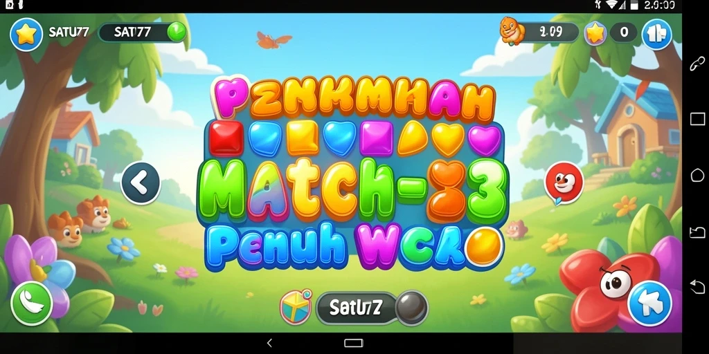 Tampilan permainan <strong>SATU77</strong> dengan berbagai batu warna-warni yang harus dicocokkan.