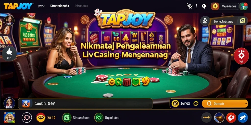 Screenshot TAPJOY menampilkan dealer live yang profesional dalam permainan casino.