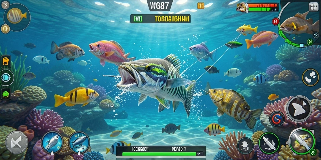Tampilan gameplay Tembak Ikan yang seru dan penuh warna.